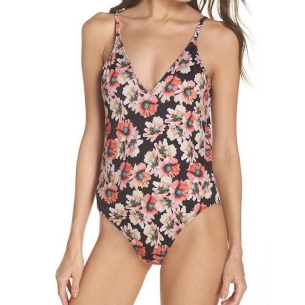 Leith floral one piece scoop back swimsuit size‎ small NEW!!